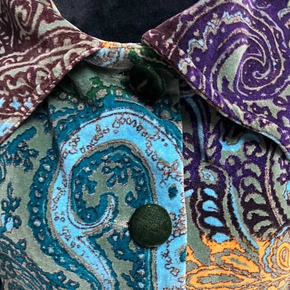 Pyramid Collection Multicolor Paisley Cotton Velvet  Size 14 Coat With Pockets - Picture 7 of 17